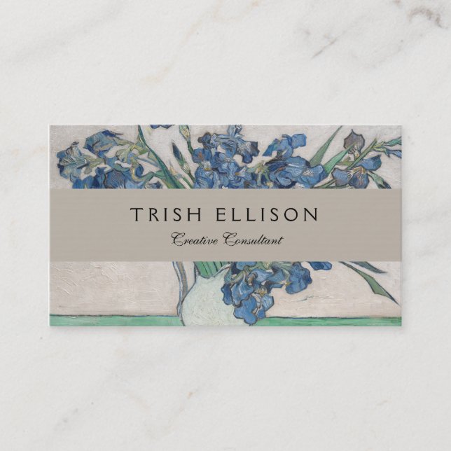 Van Gogh Iris Vase Painting Impressionism Business Card (Front)