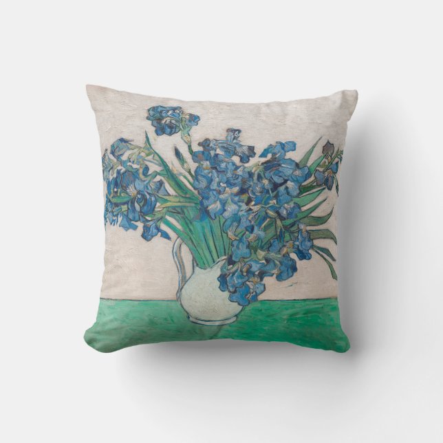 Van Gogh Iris Vase Painting Impressionism Cushion (Front)