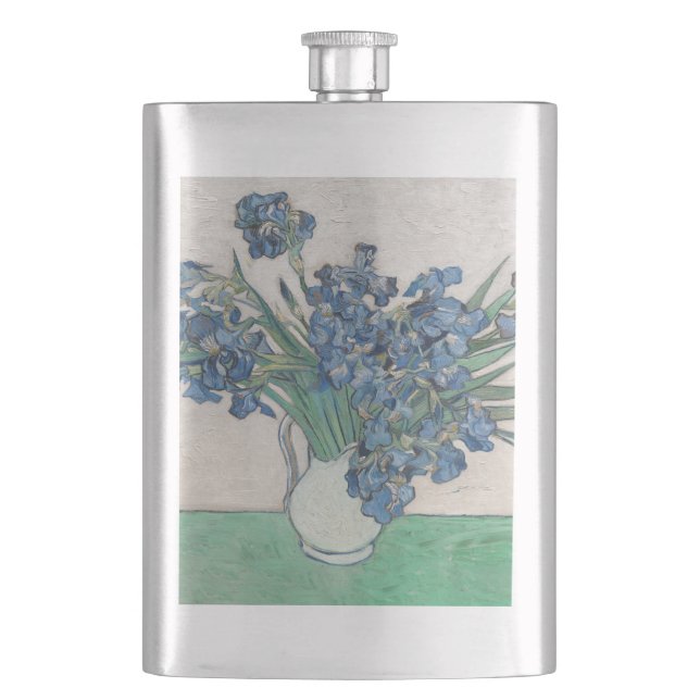 Van Gogh Iris Vase Painting Impressionism Hip Flask (Front)