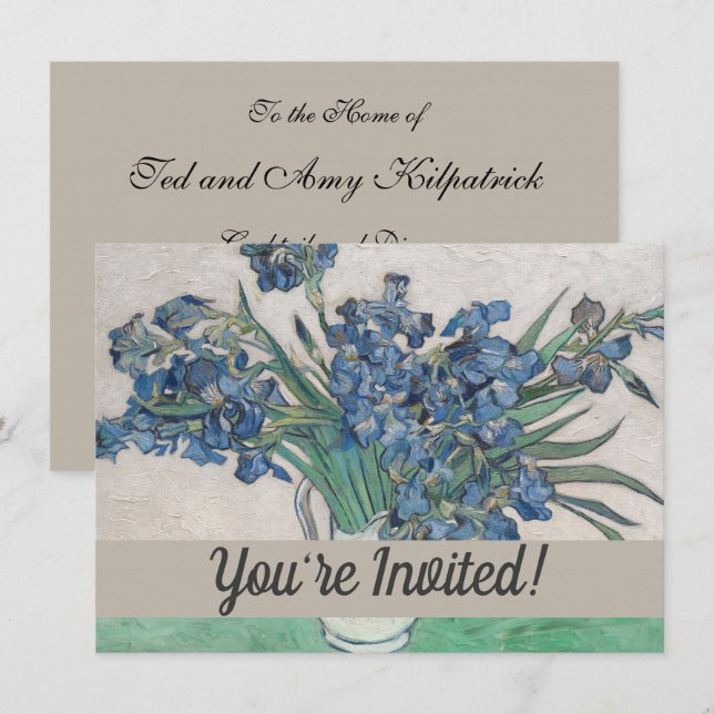 Van Gogh Iris Vase Painting Impressionism Invitation (Front/Back)