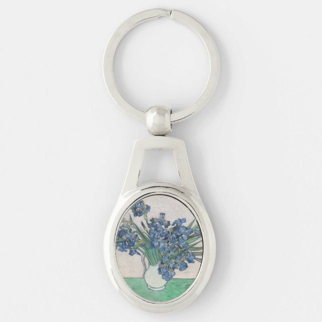 Van Gogh Iris Vase Painting Impressionism Key Ring (Front)
