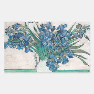 Van Gogh Iris Vase Painting Impressionism Rectangular Sticker