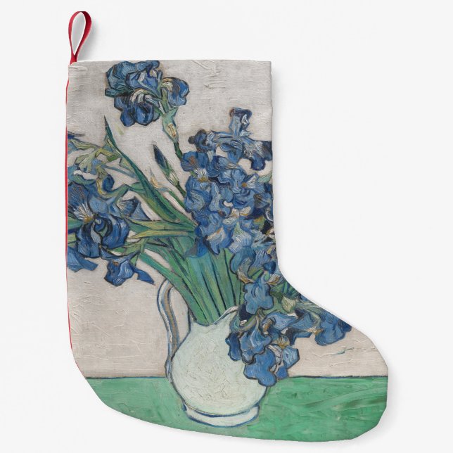 Van Gogh Iris Vase Painting Impressionism Small Christmas Stocking (Front)