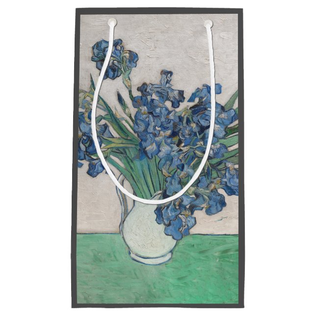 Van Gogh Iris Vase Painting Impressionism Small Gift Bag (Front)