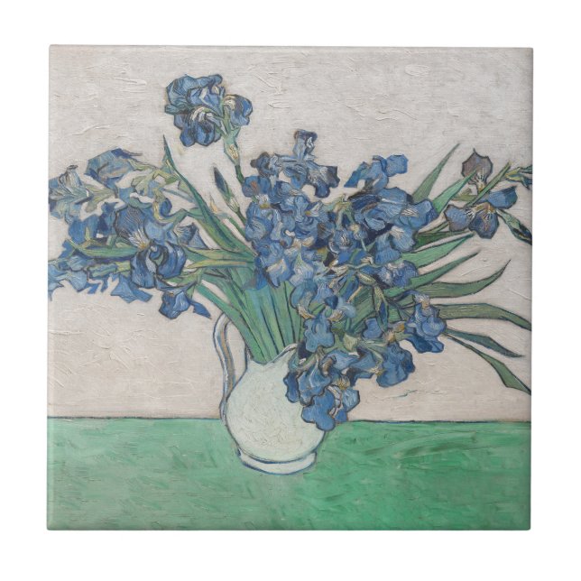 Van Gogh Iris Vase Painting Impressionism Tile (Front)