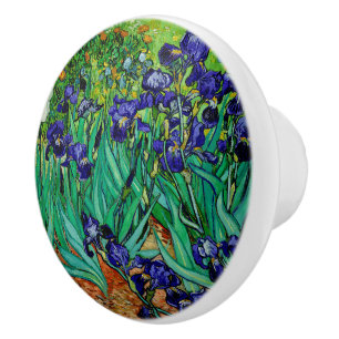 Van Gogh Irises at St. Remy, Deep Purple Ceramic Knob