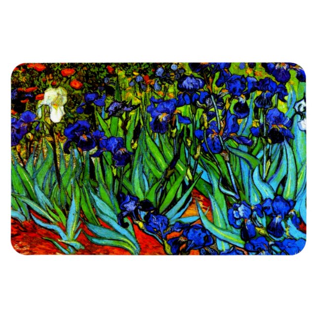 Van Gogh - Irises, beautiful Indigo blue fine art Magnet (Horizontal)