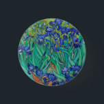 Van Gogh Irises. Blue floral vintage impressionism 3 Cm Round Badge<br><div class="desc">Van Gogh "Irises" button. Blue floral impressionism art.</div>