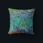 Van Gogh Irises. Blue floral vintage impressionism Cushion<br><div class="desc">Van Gogh "Irises" throw pillow. Blue floral impressionism art.</div>
