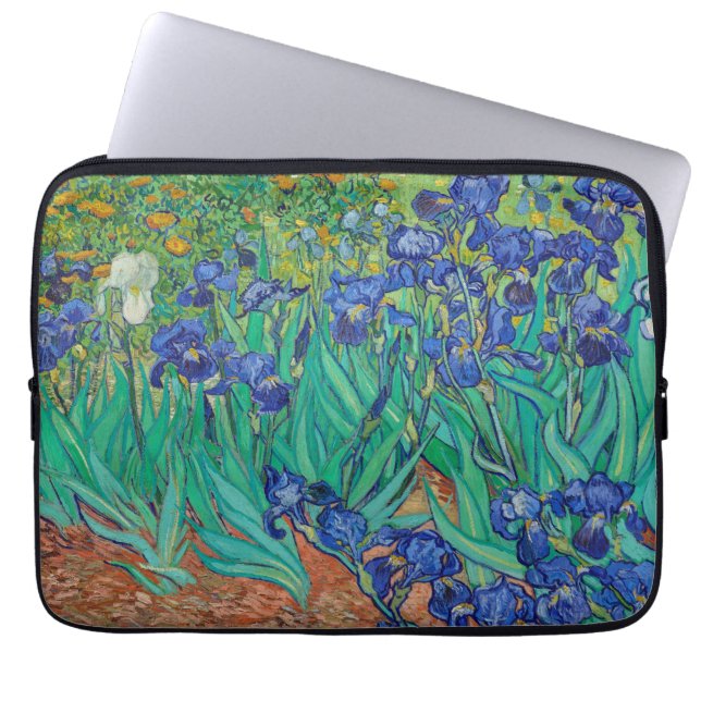 Van Gogh Irises. Blue floral vintage impressionism Laptop Sleeve (Front)