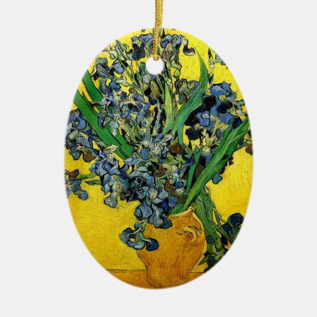 Van Gogh: Irises Ceramic Tree Decoration (Front)