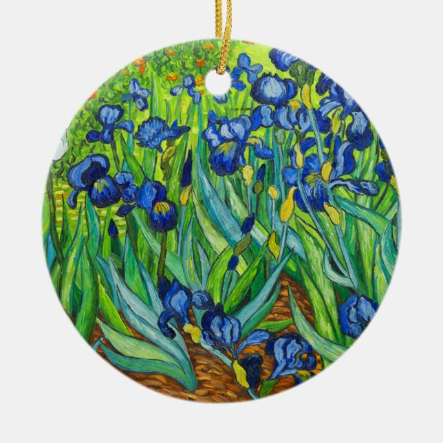 Van Gogh Irises Ceramic Tree Decoration (Front)