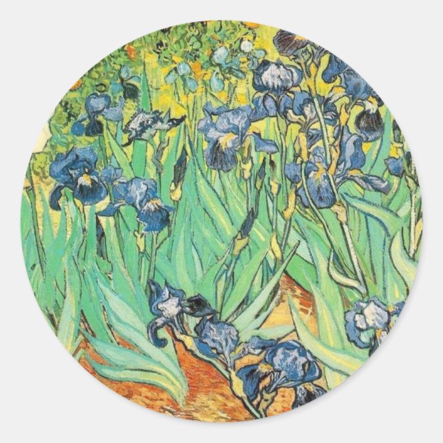 Van Gogh Irises Classic Round Sticker (Front)