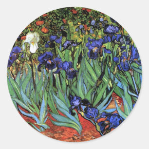 Van Gogh Irises (F608) Vintage Fine Art Classic Round Sticker
