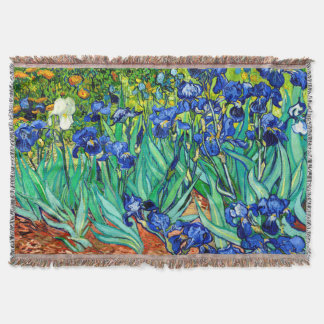Van Gogh Irises (F608) Vintage Fine Art Throw Blanket
