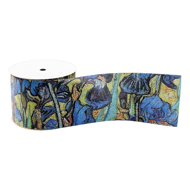 Van Gogh Irises Floral Flowers Grosgrain Ribbon (Spool)