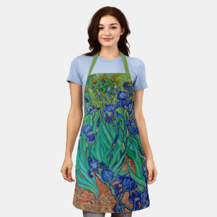 Van Gogh Irises Floral Green Painting Apron