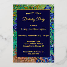 Van Gogh Irises Floral Painting Birthday Gold