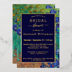 Van Gogh Irises Floral Painting Bridal Shower Gold