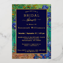 Van Gogh Irises Floral Painting Bridal Shower Gold