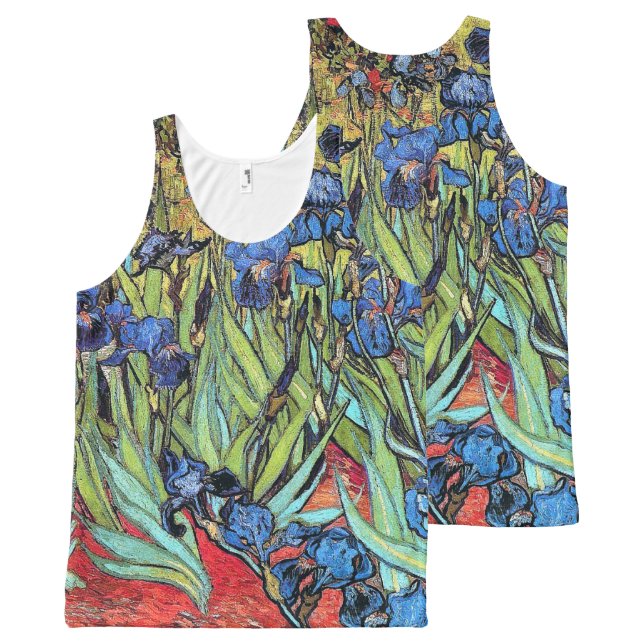 Van Gogh Irises Flowers Floral Impressionism All-Over Print Tank Top (Front and Back)
