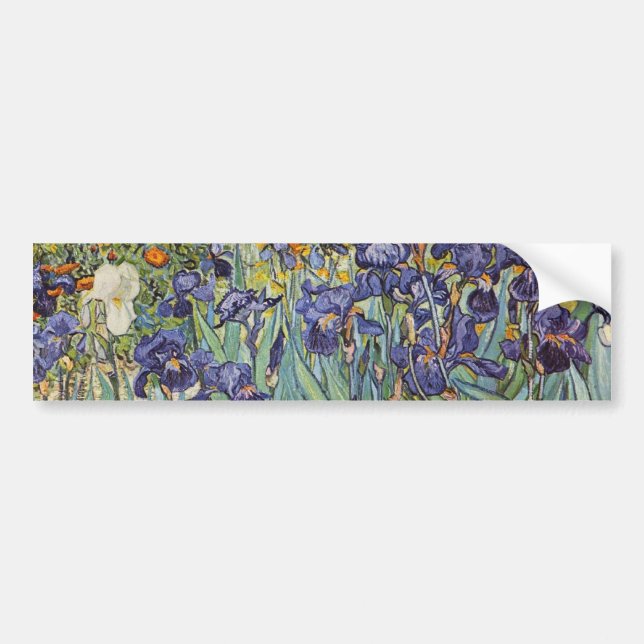 Van Gogh Irises Impressionist Painting Bumper Sticker (Front)