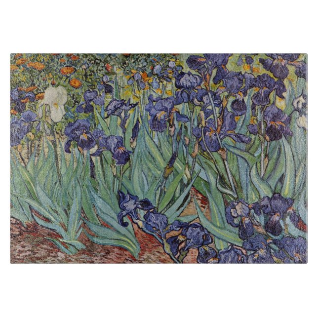 Van Gogh Irises Impressionist Painting Cutting Board (Front)