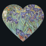 Van Gogh Irises Impressionist Painting Heart Sticker<br><div class="desc">Vincent Van Gogh Irises at Saint Remy - Irises by Vincent Van Gogh is a wonderful impressionistic painting by one of the master impressionism artists of all time. The iris garden is swirling with colour and emotion, as the purple irises flow up from their blue green stems and leaves. There...</div>