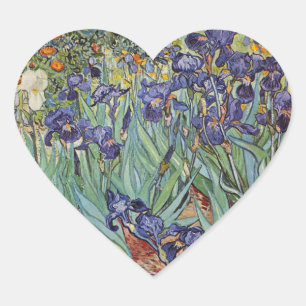 Van Gogh Irises Impressionist Painting Heart Sticker