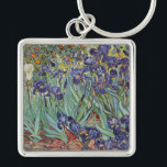 Van Gogh Irises Impressionist Painting Key Ring<br><div class="desc">Vincent Van Gogh Irises at Saint Remy - Irises by Vincent Van Gogh is a wonderful impressionistic painting by one of the master impressionism artists of all time. The iris garden is swirling with colour and emotion, as the purple irises flow up from their blue green stems and leaves. There...</div>