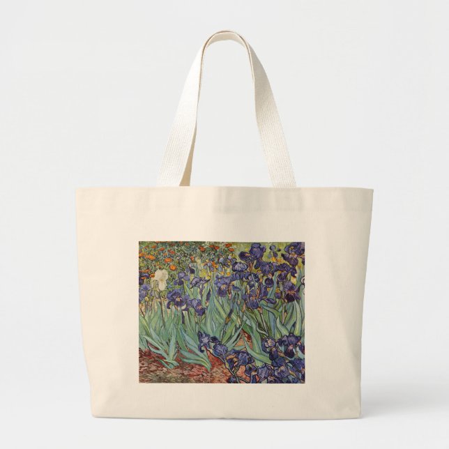 Van Gogh Irises Impressionist Painting Large Tote Bag (Front)