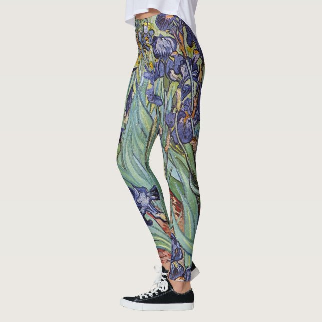 Van Gogh Irises Impressionist Painting Leggings (Left)