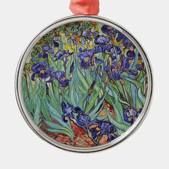 Van Gogh Irises Impressionist Painting Metal Tree Decoration (Front)