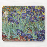 Van Gogh Irises Impressionist Painting Mouse Mat<br><div class="desc">Vincent Van Gogh Irises at Saint Remy - Irises by Vincent Van Gogh is a wonderful impressionistic painting by one of the master impressionism artists of all time. The iris garden is swirling with color and emotion, as the purple irises flow up from their blue green stems and leaves. There...</div>