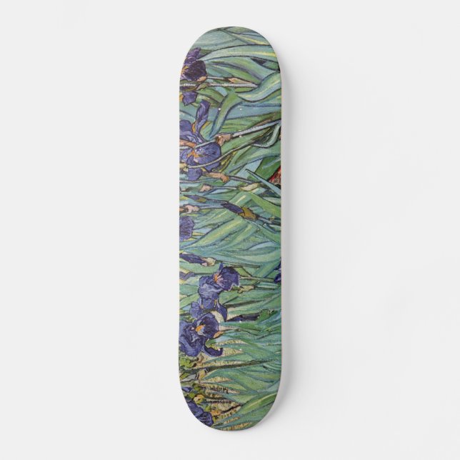 Van Gogh Irises Impressionist Painting Skateboard (Front)