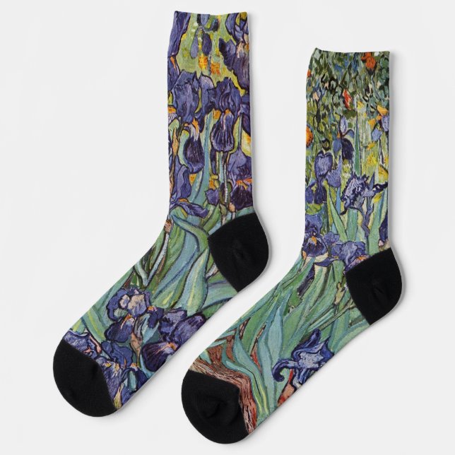 Van Gogh Irises Impressionist Painting Socks (Left)