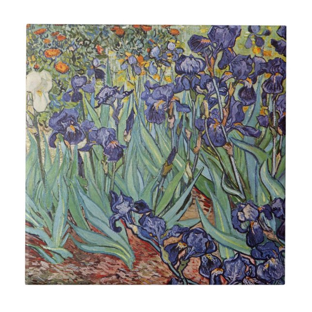 Van Gogh Irises Impressionist Painting Tile (Front)