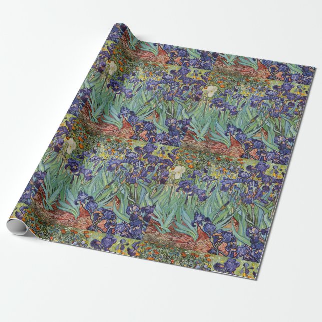 Van Gogh Irises Impressionist Painting Wrapping Paper (Unrolled)