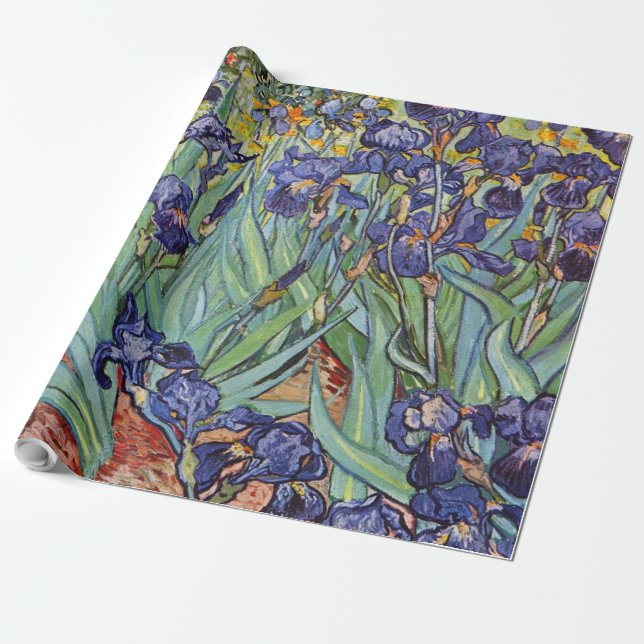 Van Gogh Irises Impressionist Painting Wrapping Paper (Unrolled)