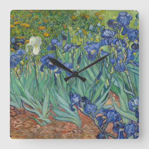 Van Gogh Irises Painting  Square Wall Clock