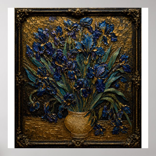 Van Gogh Irises Relief Art Print | Museum Inspired (Front)