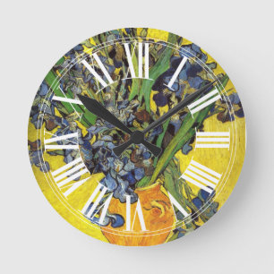 Van Gogh Irises Round Clock