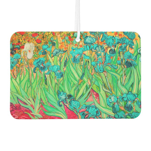 Van Gogh Irises, Teal Car Air Freshener (Front)