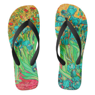 Van Gogh Irises/Teal/St. Remy Flip Flops
