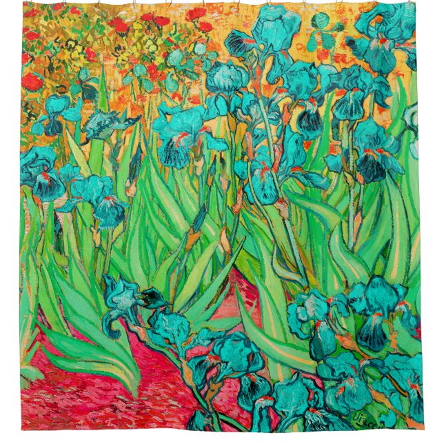 Van Gogh Irises/Teal/St. Remy Shower Curtain (Front)