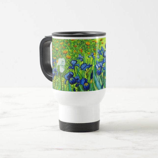Van Gogh Irises Travel Mug (Front Left)