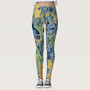 Van Gogh Irises Vase Blue Floral Bouquet Painting Leggings