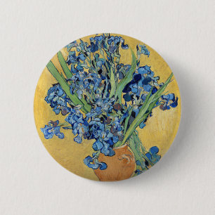 Van Gogh Irises Vase Blue Flowers Vintage Art 6 Cm Round Badge