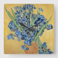 Van Gogh Irises Vase Gold Wall Blue Flowers Art