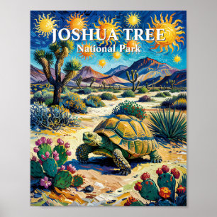 Van Gogh Joshua Tree Wildlife Tortoise Colorful Poster